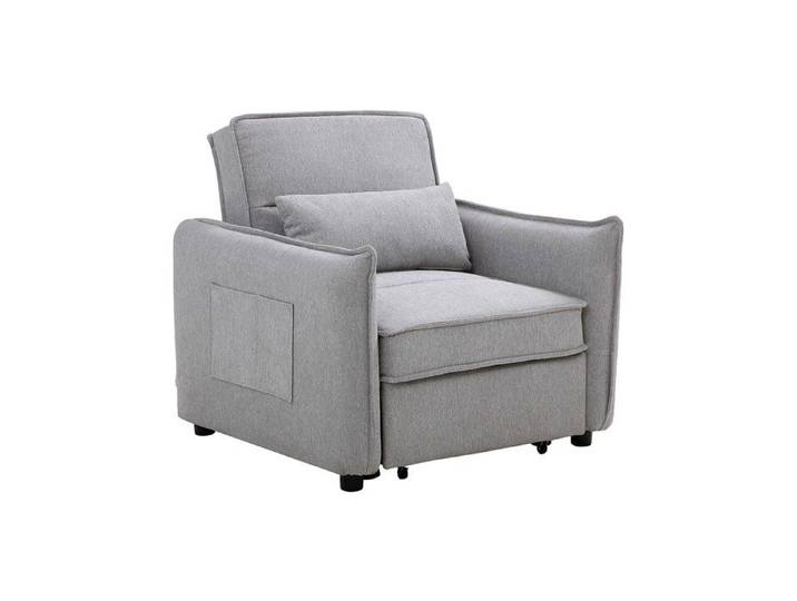Fauteuil convertible en tissu gris clair FENORA