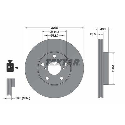 Textar Bremsscheibe [Hersteller-Nr. 92139703] für Toyota