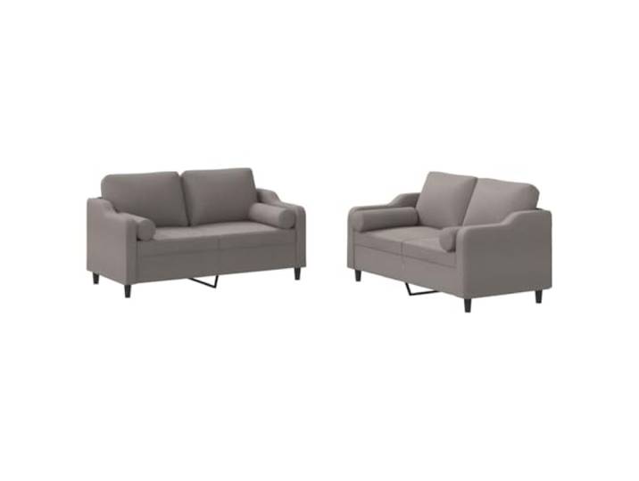 Todiikf 2-TLG. Sofagarnitur 2er Sofa Set mit Rollkissen Taupe Stoff Bequemes Polstermöbel Set fürs Wohnzimmer mit stabilen Metallbeinen und vier weichen Zylinderkissen für extra Komfort.