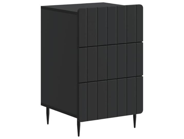 Fisinber Nachttisch Schwarz mit 3 Schubladen 43 x 41 x 68 cm Moderner Beistellschrank im Schlafzimmer mit sanften Schubladenauszügen und schwarzem Gestell.