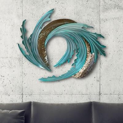 Copper Art Inc. Sea and Sand Wall Sculpture Aqua , Aqua