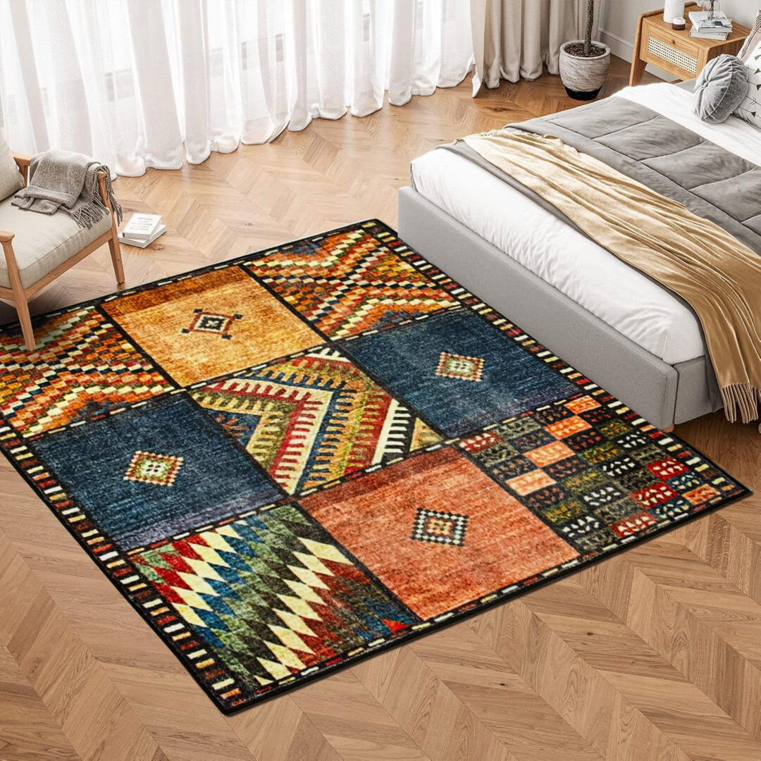 World Menagerie Square 120 cm x 120 cm Vintage Look Faux Fur Area Rug Brown 120cm W X 120cm L