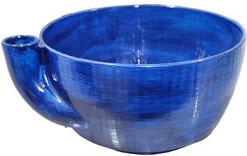 KitchenNation Stoneware Vortex Fruit Washing Bowl Self Rinsing Berry Washing Bowl & Rinse Colander blue
