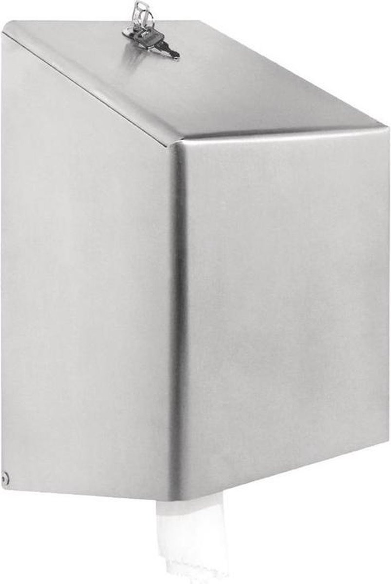 Jantex RVS centrefeed handdoekroldispenser GJ030, zilver, H: 37 cm, B: 21 cm, D: 22 cm