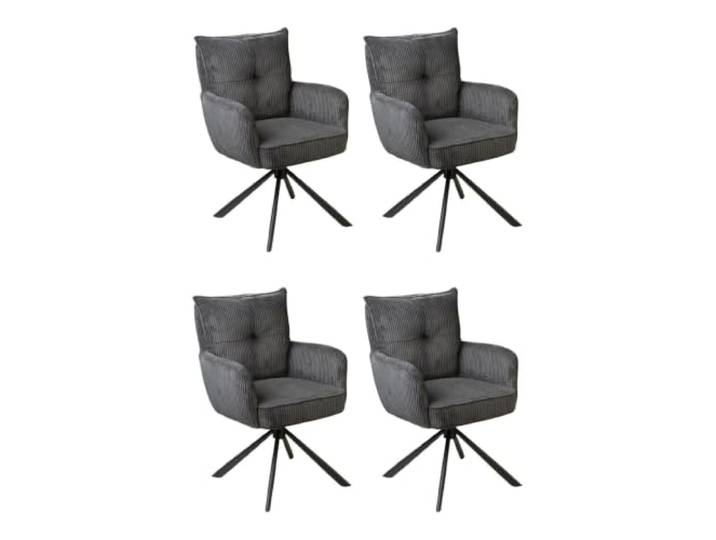 Home4You Polsterstuhl - Anthrazit - Stoffbezug - Metallgestell - 180 Grad drehbar - 4er Set