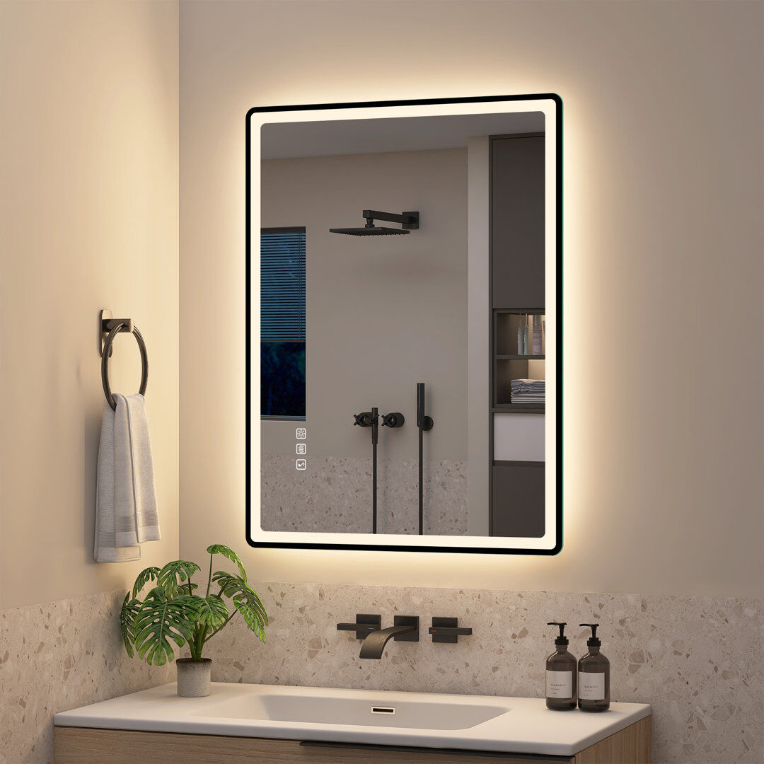 Metro Rectangle Wall Mirror Matte Black 80cm H x 60 cm W