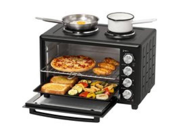 Mini-four électrique 46 l 1800 W convection et rôtissoire double plaque intérieur galvanisé pour petites cuisines