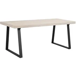 Esstisch Brooklyn aus Eiche, Trapez-Gestell im Industrial Stil, Whitewash, 170 cm