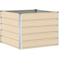 Helloshop26 - Moderner quadratischer Pflanzkübel 100 x 100 x 75 cm dekorativ für den Außenbereich schicker Stil elfenbeinfarbener