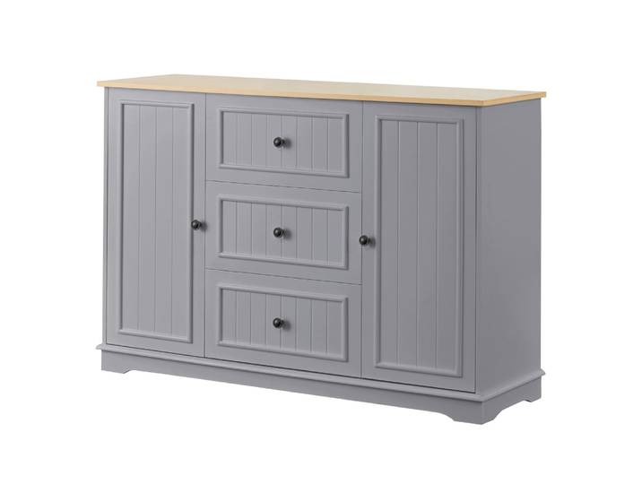 Buffet charme gris 3 tiroirs et 2 portes 126x40x86 cm