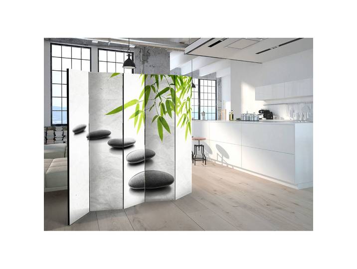 Paravent Zen Stones II Vlies auf Massivholz Multicolor 225 x 172cm 5-teilig