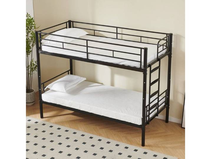 Lits superposés enfants 90x200cm lits superposés enfants avec balustrade de sécurité convertible en 2 lits simples lits superposés