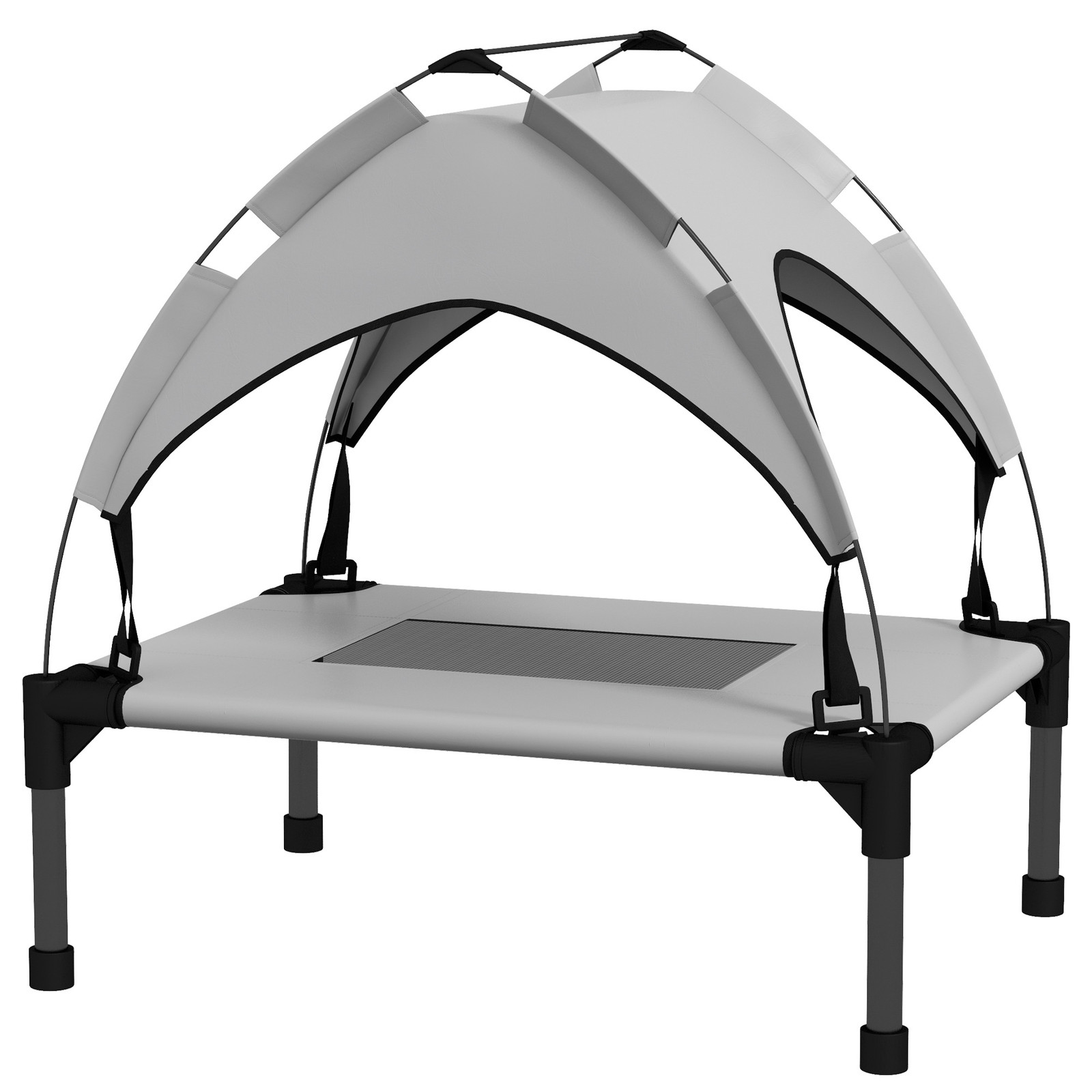 PawHut Hondenbed met Dak, Waterbestendig en Draagbaar, Lichtgrijs, B/D/H: 61 x 46 x 63 cm