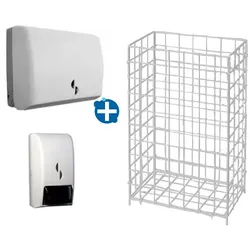 Steiner Eco Line Handtuchspender und Seifenspender Set  inkl. Handtuch- und Seifenspender sowie Drahtkorb 60 L