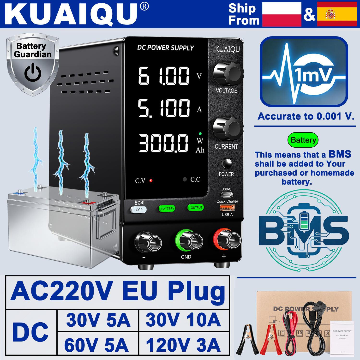 Selius DC Voeding Instelbaar - 60V 20A 1200W - 220V EU Plug