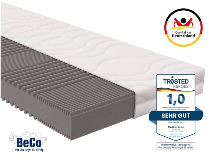 Beco Matratze Active Greenfirst, Matratze in diversen Grössen erhältlich 18 cm hoch Raumgewicht: 28 kg/m³ 1 Stk. tlg. Matratze in 90x200 cm und weiteren Grössen, punktelastische Matratze