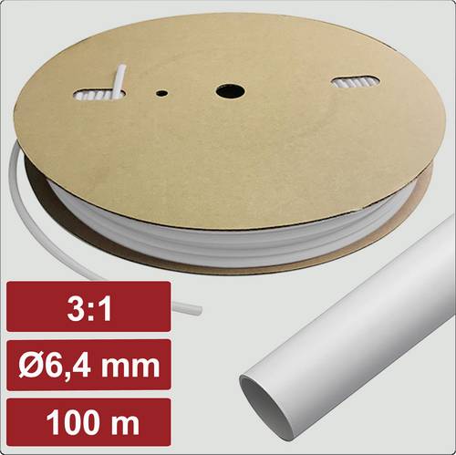 Electronic Garage EG25CA082 Schrumpfschlauch mit Kleber Weiß 6.4mm 2.1mm Schrumpfrate:3:1 100m