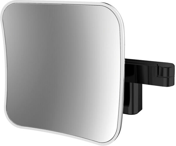 Emco evo LED rasage / Miroirs cosmétiques 109513352 noir, grossissement 5x, 209 mm, 2 bras, carré, système d'éclairage