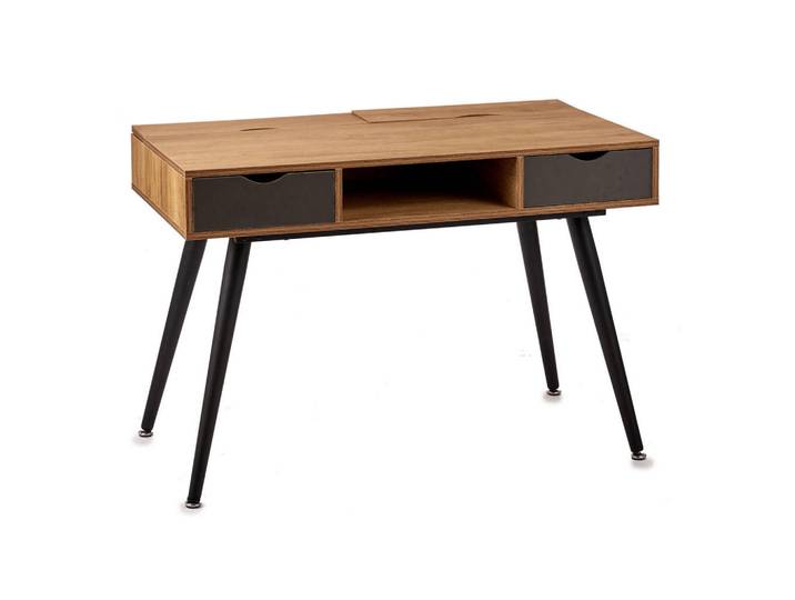 Giftdecor Schreibtisch mit Schubladen 110/60/75 cm, Braun, Holz, 60x75x110 cm, Büromöbel, Schreibtische, Schreibtische