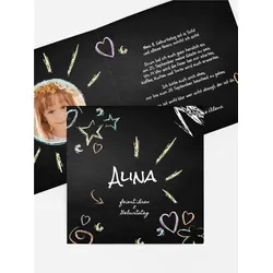 Einladung Kindergeburtstag selbst gestalten mit Spruch und Fotos im Onlinedesigner bei Meine-Kartenmanufaktur.de