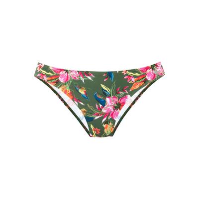 Bikini-Hose LASCANA "Malia", Damen, Gr. 48, N-Gr, bunt (oliv bedruckt), Microfaser, Microfaser, Polyamid, bedruckt, floral, Badehosen Bikini-Hose, mit normalem Schnitt