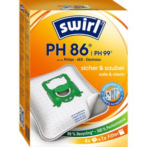 Swirl Staubsaugerbeutel PH 86 / PH 99 MicroPor Plus, Ersatzfilter, Staubsauger Philips, AEG & Electrolux, 4 Stück