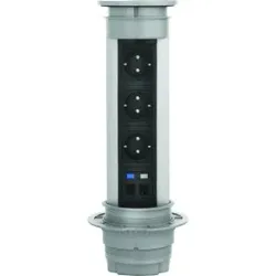 Kopp 939611010 VersaELITE, 3 Schutzkontaktsteckdosen+2x RJ45 (CAT 6 UTP), Farbe: aluminium eloxiert