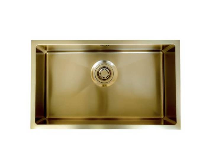 Essebagno Luisa Spüle 1 großes Becken allein 76x45 aus gebürstetem goldfarbenem Edelstahl