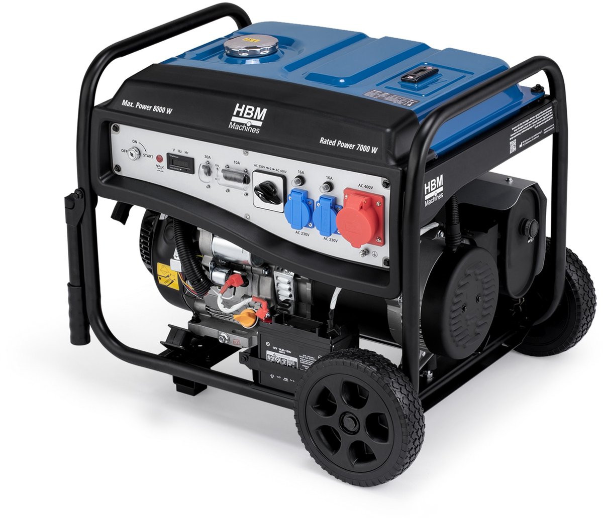 HBM Aggregaat Generator 8000W met 459 cc Benzinemotor 230/400V Blauw