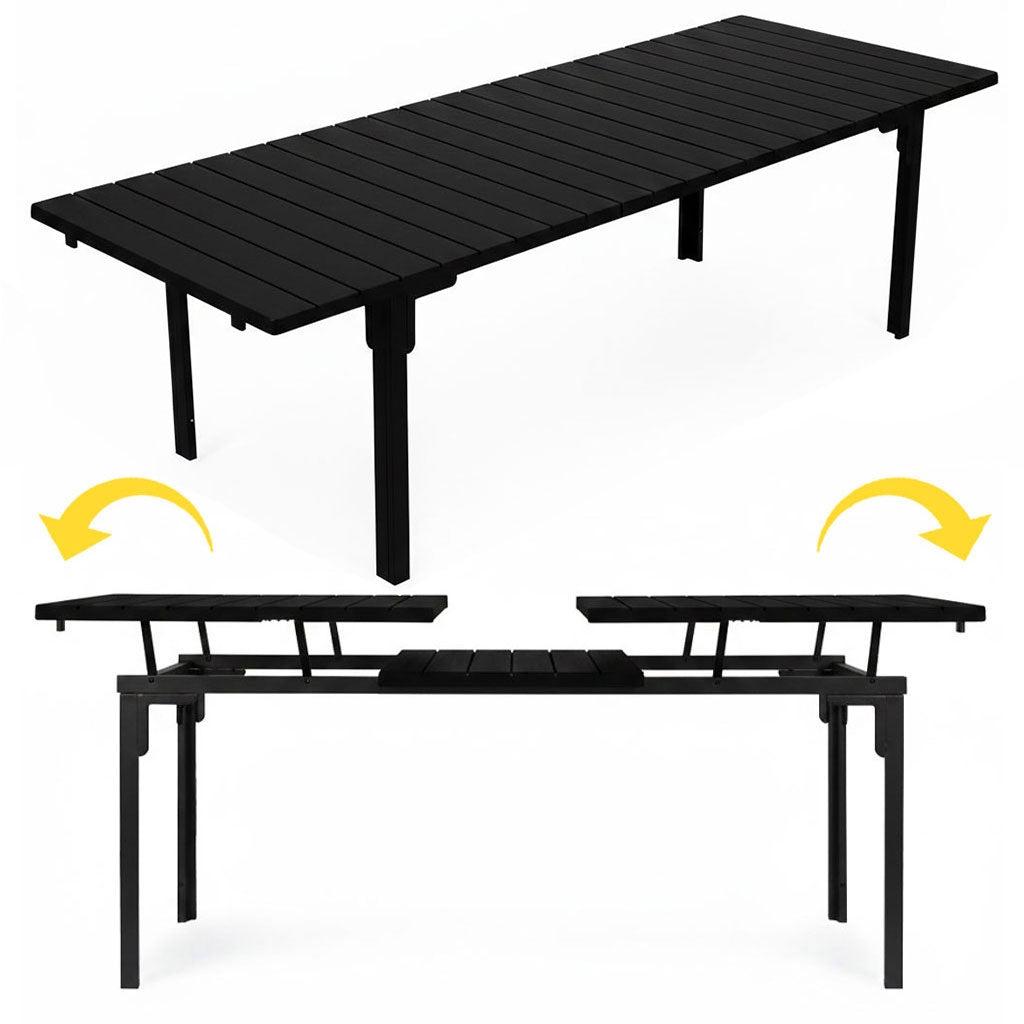 Ausziehbarer Gartentisch für 12 Personen, 180-240 cm, Stahl & HDPE