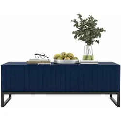 COUCHTISCH Elpis Marineblau matt 110 cm mit Metallrahmen