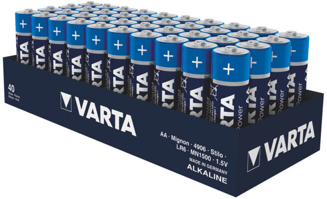 Piles alcalines au manganèse Varta, taille internationale : LR6, 04906124354 (04906124354)