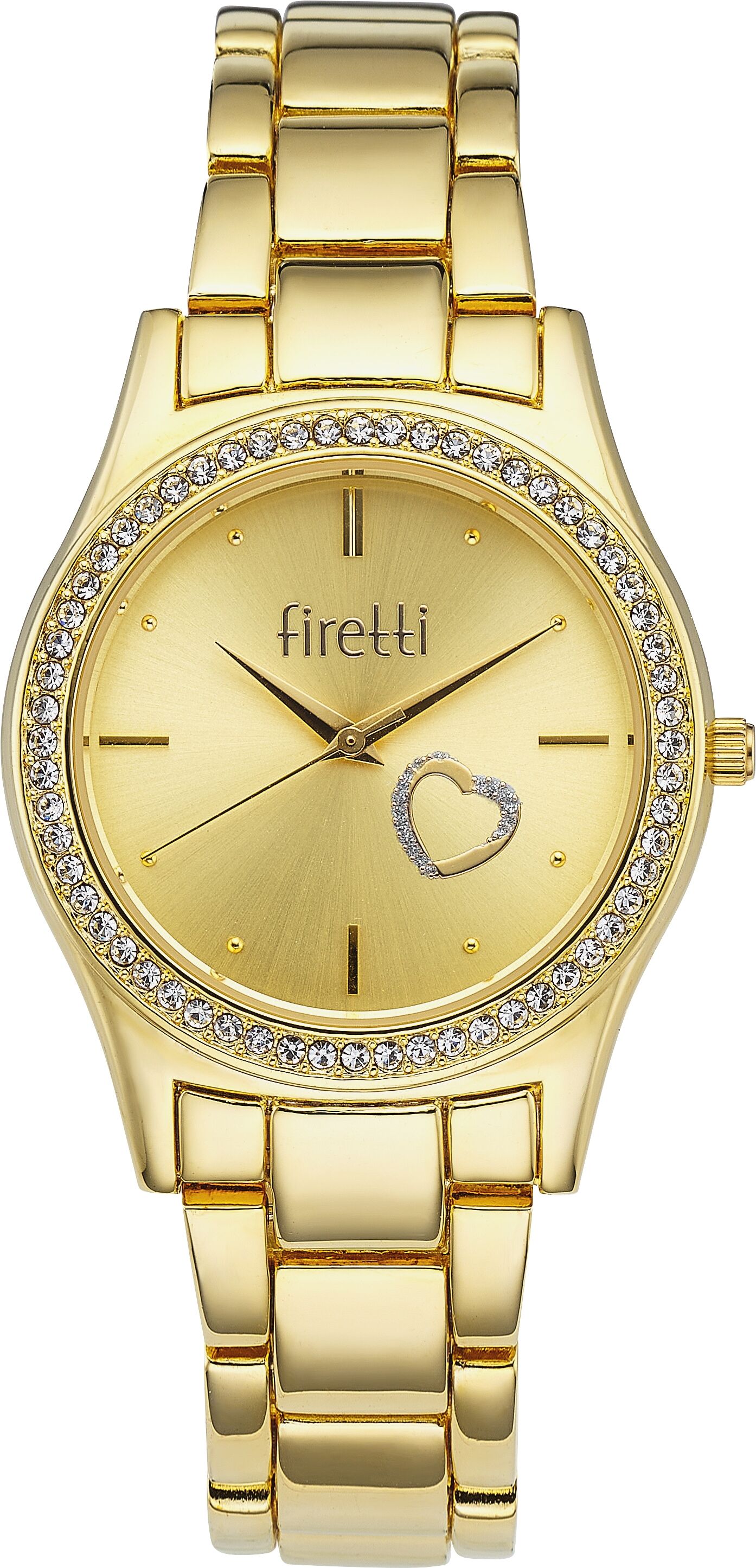 Quarzuhr FIRETTI, gold (goldfarben), Armbanduhren, Damen, Quarzuhr, Armbanduhr, Damenuhr, Glitzersteine, Geschenkset