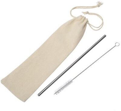 Cannuccia Acciaio Inox DRINK ELEGANT con Scovolino & Sacchetto Personalizzate o neutre