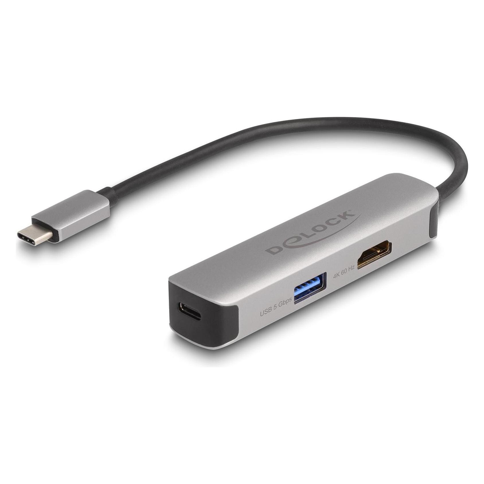 Delock USB Type-C Adapter zu HDMI 4K 60 Hz mit USB Typ-A und (USB-C, 3 Ports) (61060)