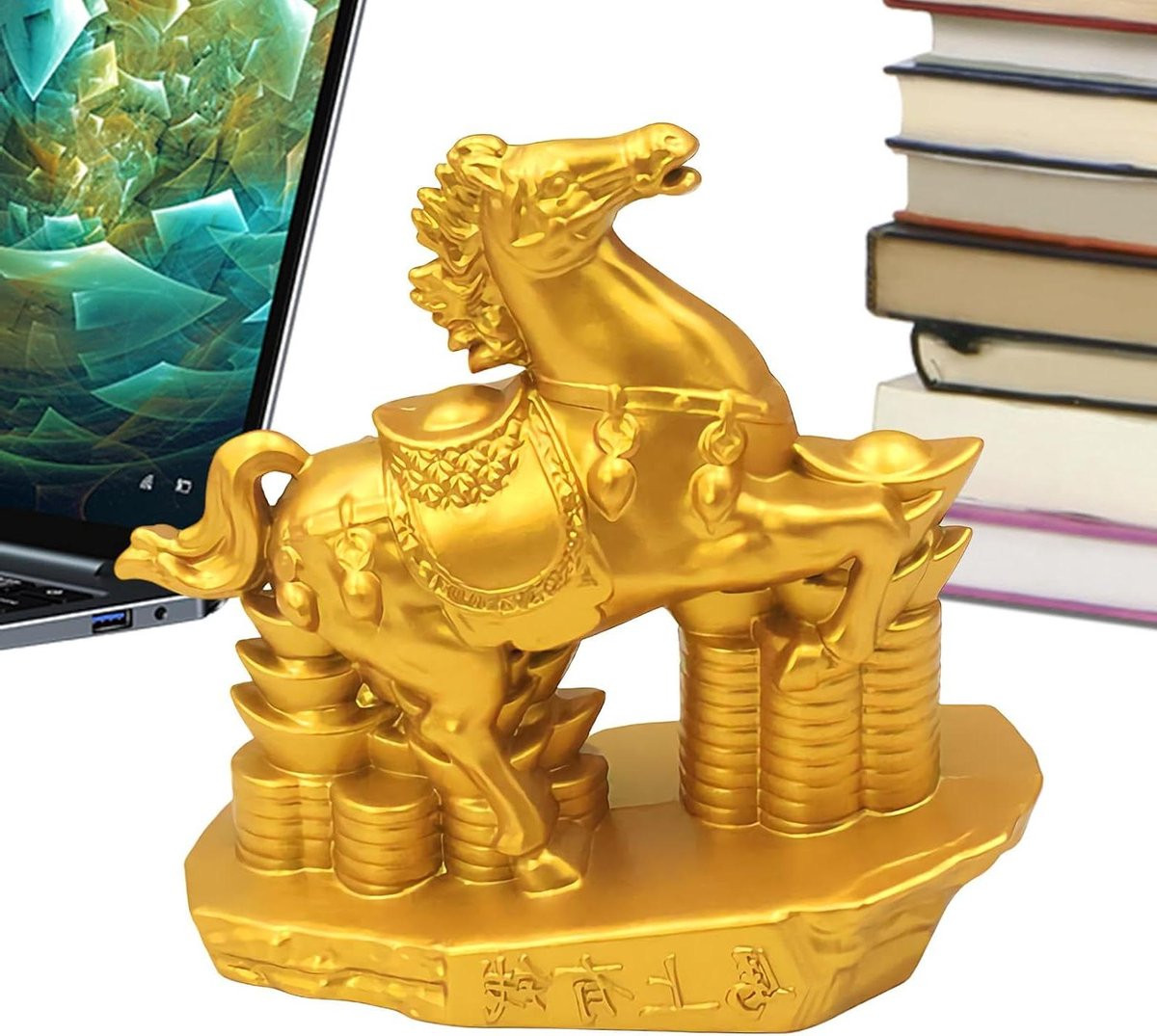 Goudkleurig metalen paardenbeeldje voor decoratie - 10 x 5 cm