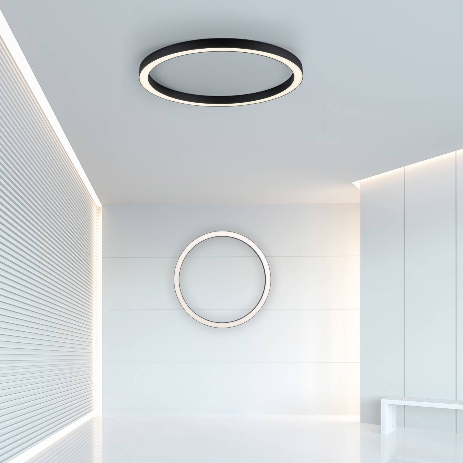 PURE LED Ceiling Light Lines Round, dimmable, Black, Living / Dining Room, Aluminium, Modern, Ceiling Light