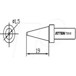 ATTEN T500-B - Lötspitze, 1,5 mm, bleistiftspitz, gerade