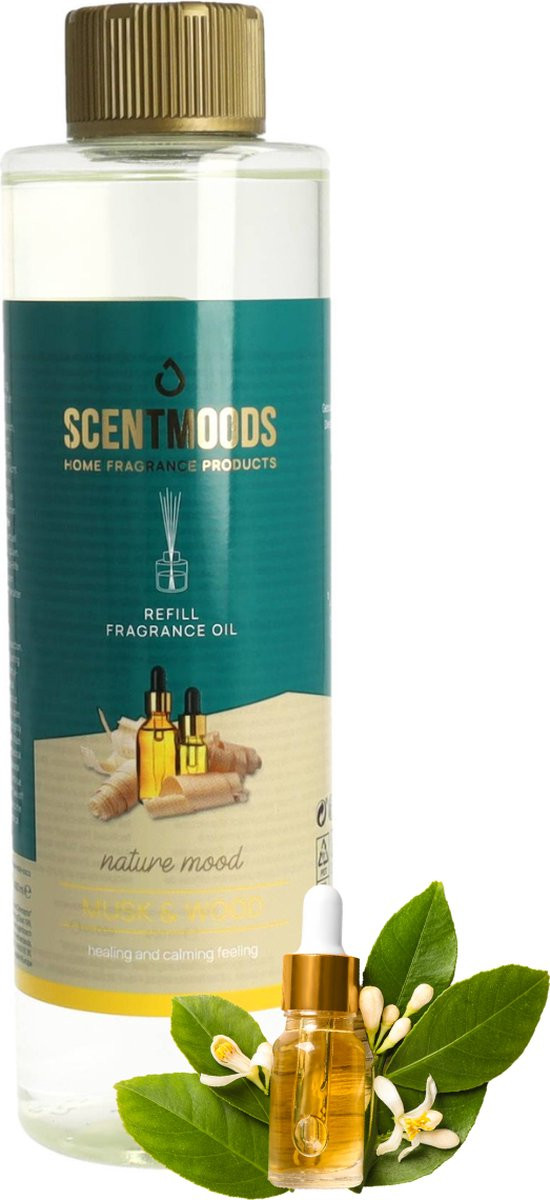 Scentmoods Geurstokjes Navulling Musk & Wood - 400ml