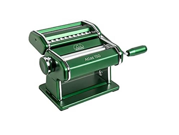 Marcato Nudelmaschine Atlas 150, Grün, Eloxierter Aluminium, für Lasagne, Fettuccine, Tagliolini, Kompatibel mit 11 Extra-Formaten.