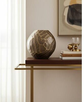 Sagebrook Home Aluminum Vase Glam Sculptural Geometric Sleek Aesthetic Stylish