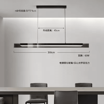 Inspire Picks Modern Long Glass Pendant Light Elegant Kitchen Island & Dining Room Chandelier 100cm neutral No Remote