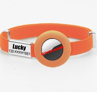 Uplift Essentials Fashion Airtag Cat Collar With Elastic Safety And Customized ID Tag orange