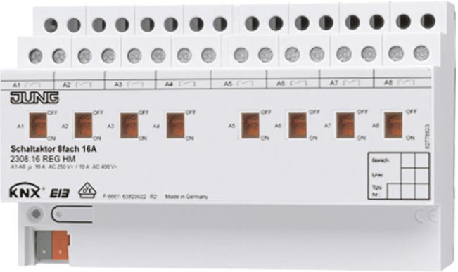 Jung Actionneur de commutation KNX 8 canaux 2308.16REGHM (2308.16REGHM)