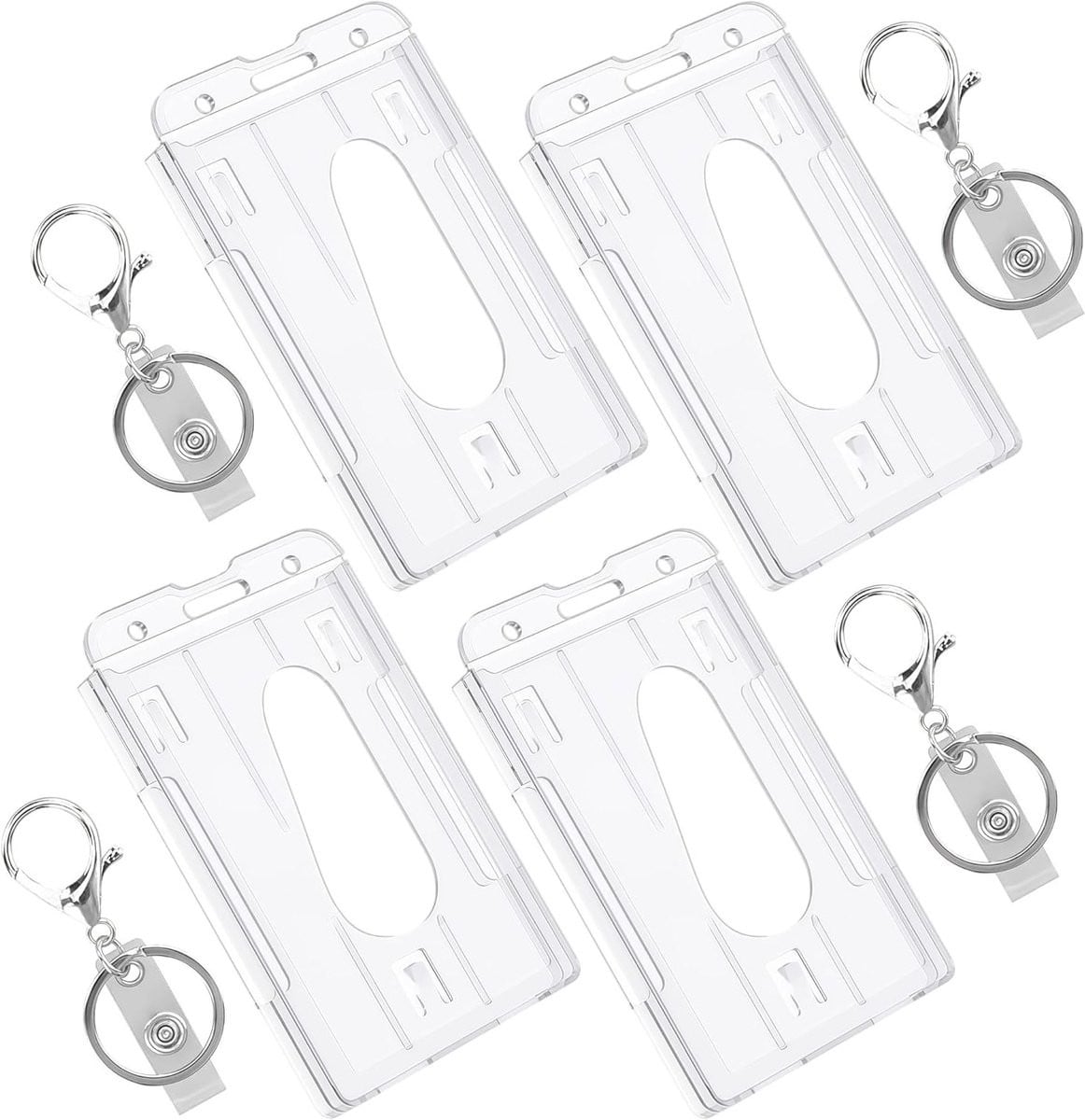 Set van 4 transparante ID-kaarthouders van hard plastic voor identiteitskaarten, creditcards en badges