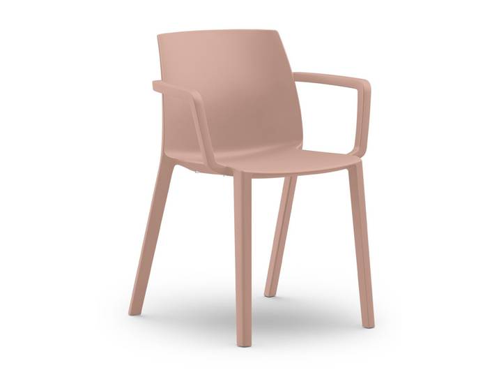 Chaise d’extérieur Olga avec accoudoirs en polypropylène – Rose poudré