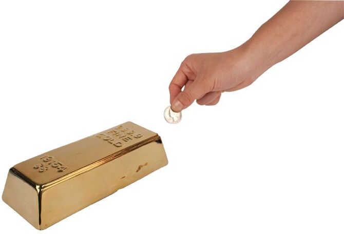 Kikkerland - Ceramic Gold Bar Coin Bank (PB17)