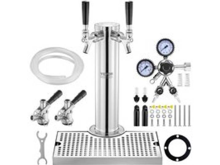 Colonne à bière 2 robinets en acier inoxydable avec régulateur double jauge W21 8 tireuse à bière pour bar restaurant et