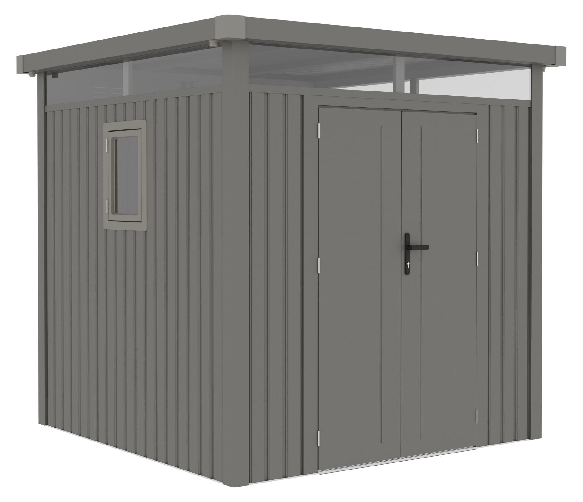 osoltus Metall Gerätehaus Luma B 230 x 230 x 222 cm Grau mit Fenster