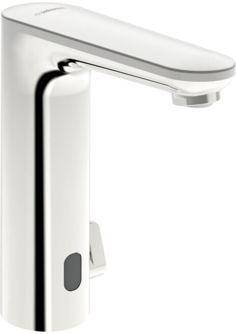 Hansa Robinet infrarouge pour lavabo HANSAELECTRA Batt, sans garniture, bec 124 mm, chrome (93702219)
